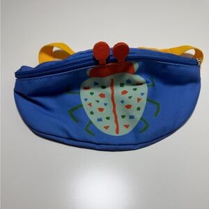 Kids 9”‎ Fanny Pack Hip Waist Blue w/ Beetle, yellow adjustable strap theme park